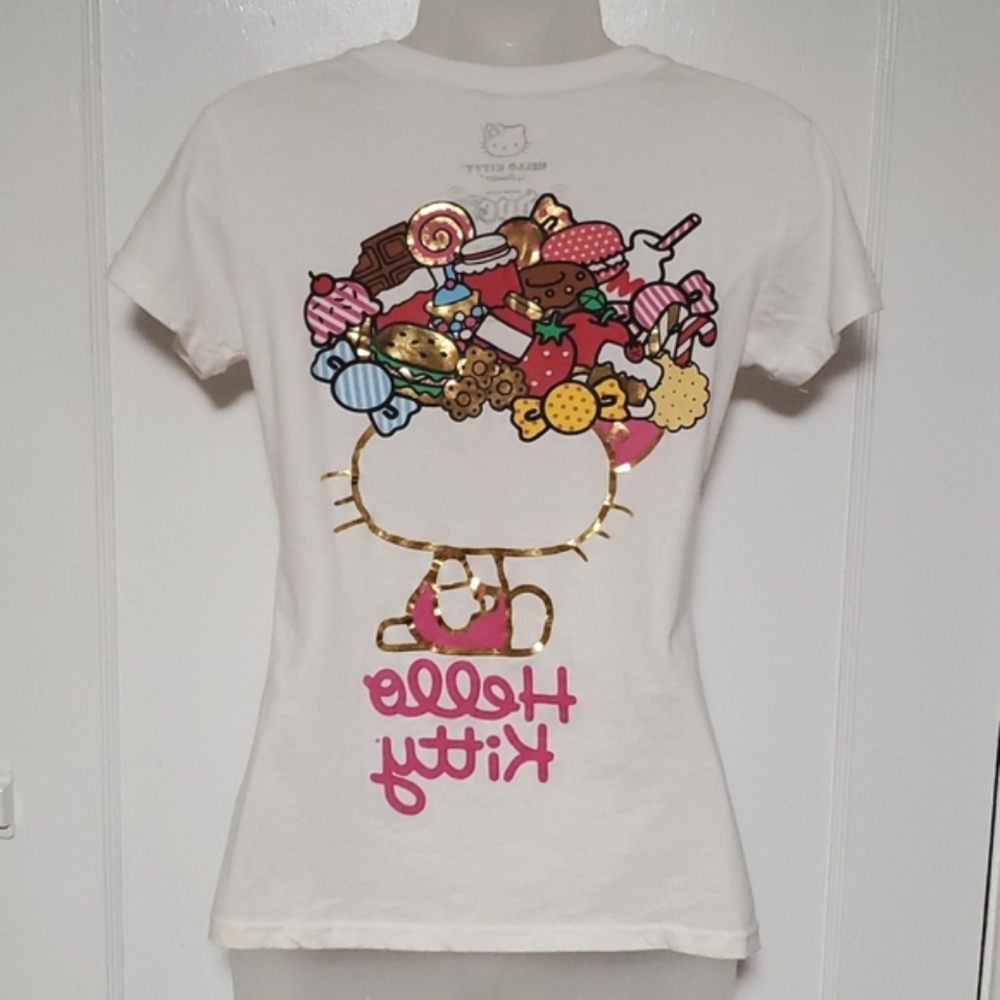 *rare* Hello Kitty gold sweets dual graphic tee sz s - Picture 5 of 9